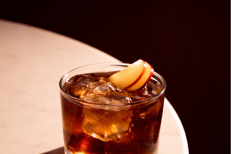 Natural Soda over ice with an apple slice