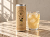 Foreva Farmers Smoked Ginger Soda 250ml can beside an iced drink on a sunlit stone table