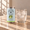 Foreva Farmers Cucumber & Rosemary Tonic 150ml can with an iced drink on a sunlit stone table